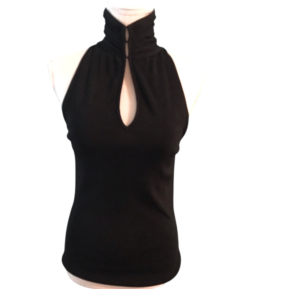 White House Black Market Black Ruched Cut Out Tank Top